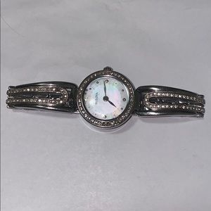 bulova silver woman watch